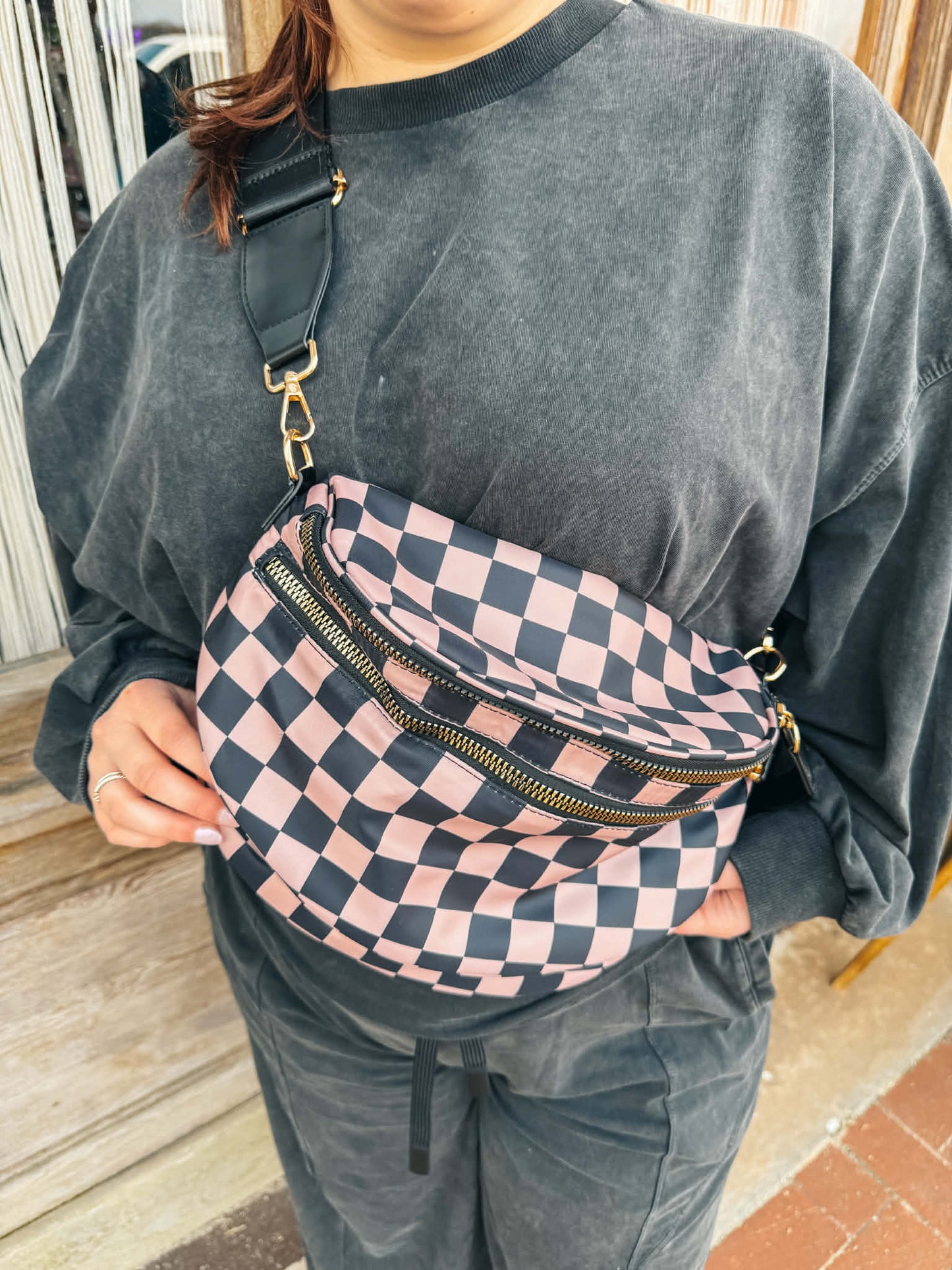 Bum Bag - Black/Tan Checkered
