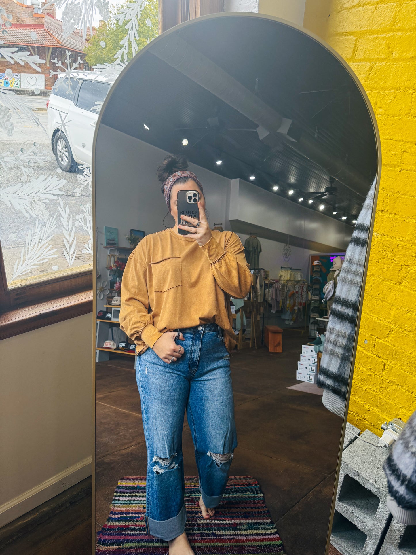 Super High Rise Double Cuffed Baggy Wide Jeans