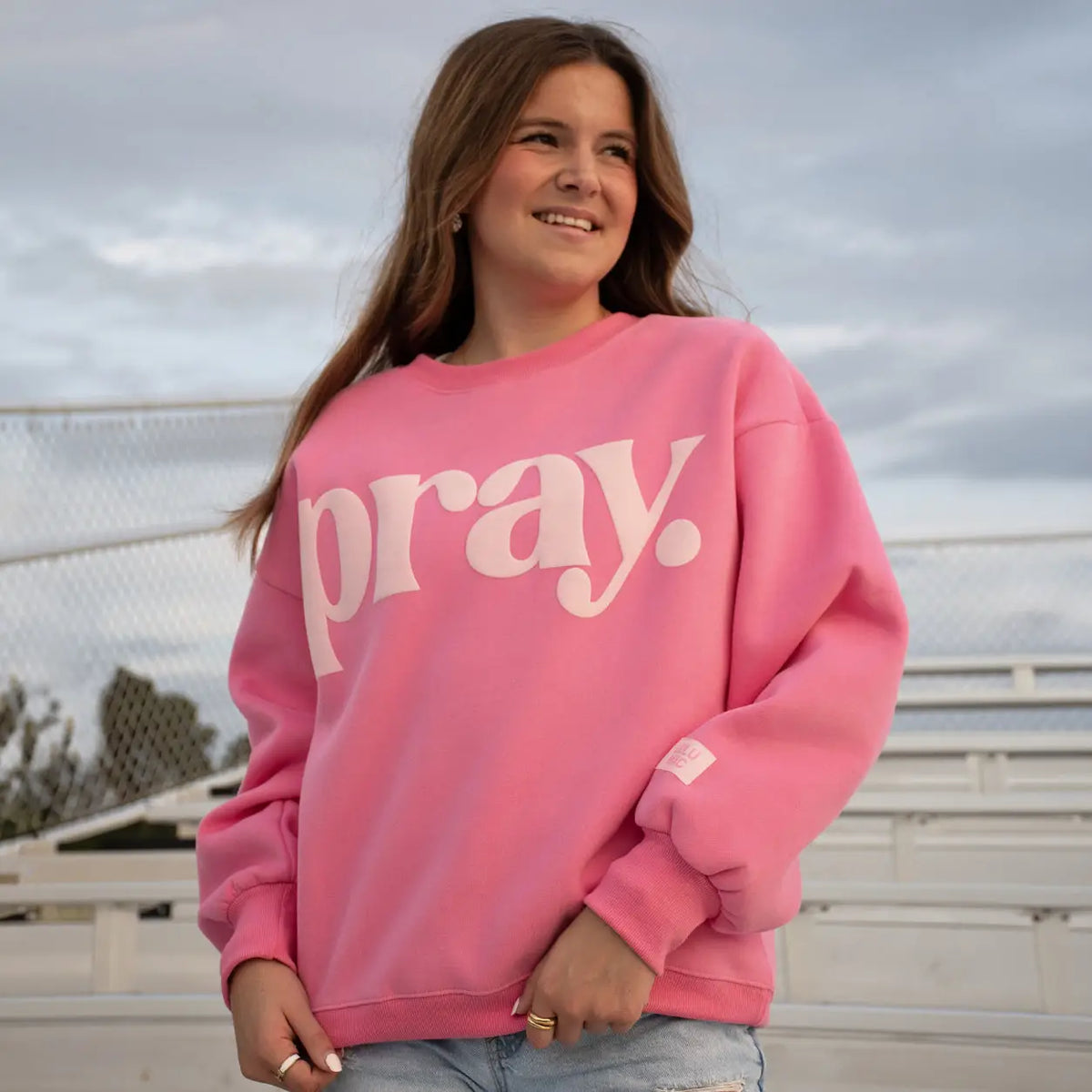 LuluMac-Pink Pray Puff Sweatshirt