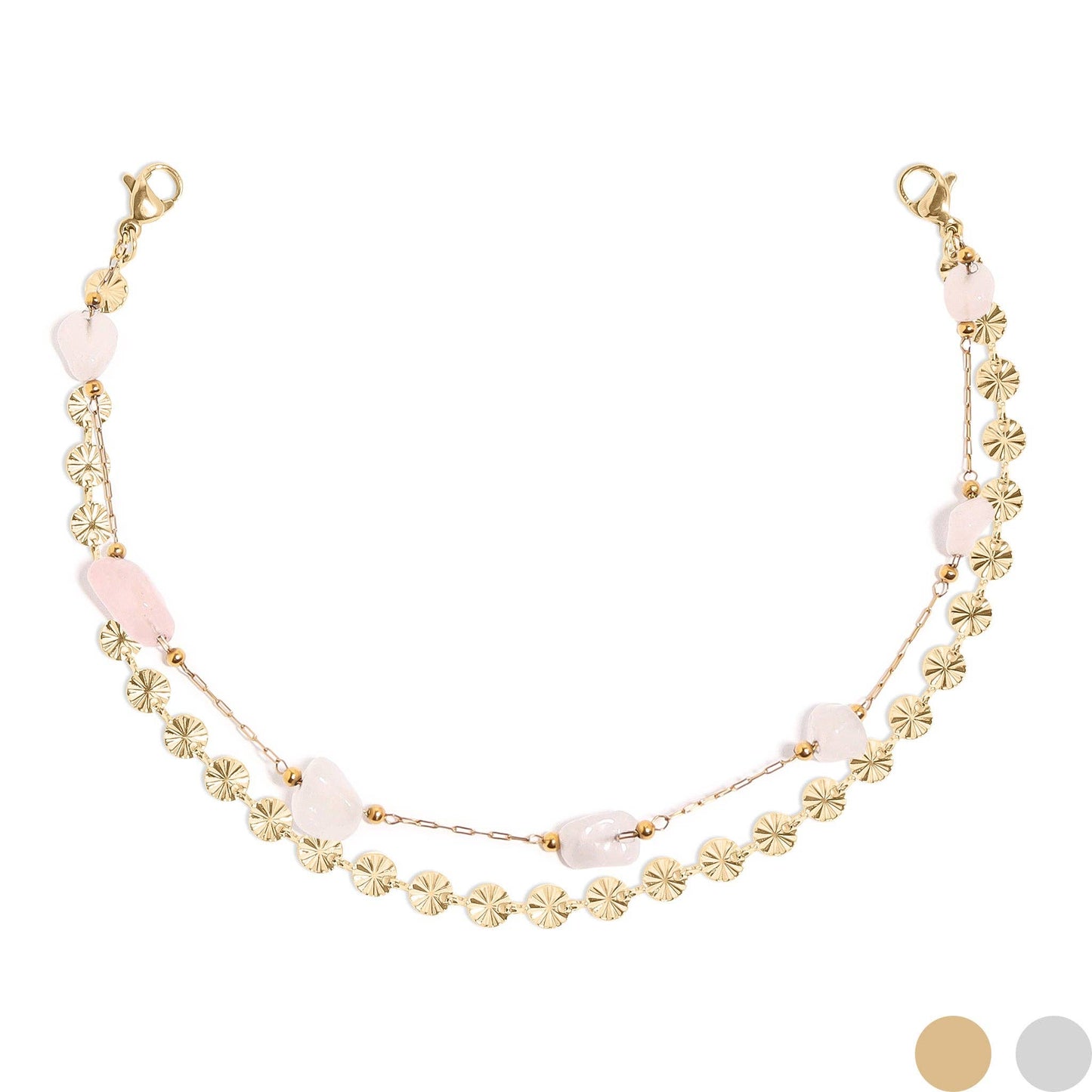 Oval & Crystal Stone Layered Chain Set - Trucker Hat Chain