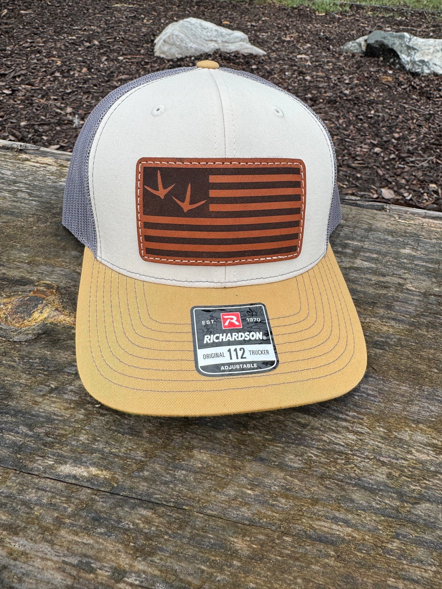 Turkey Feet Flag Leather Patch Hat