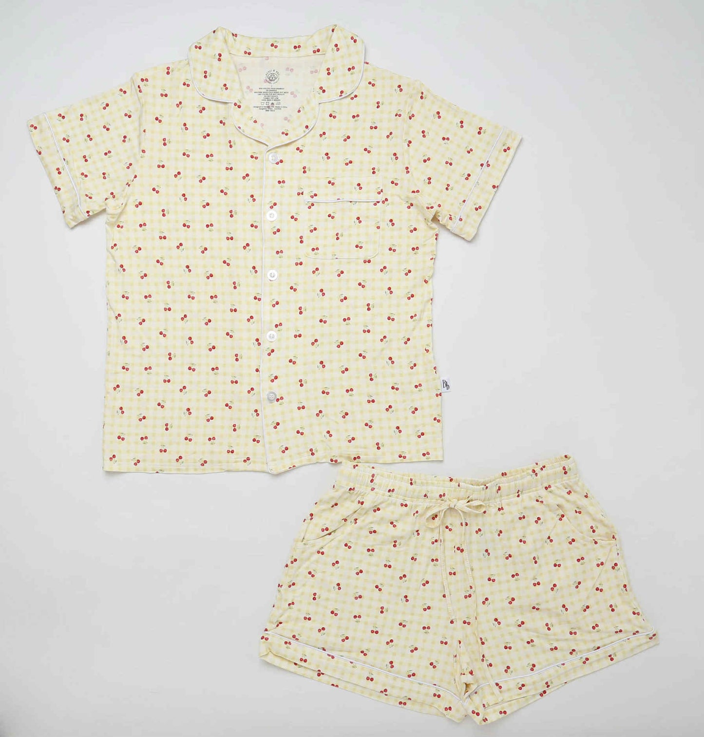 Gingham Cherries Bamboo Pajamas