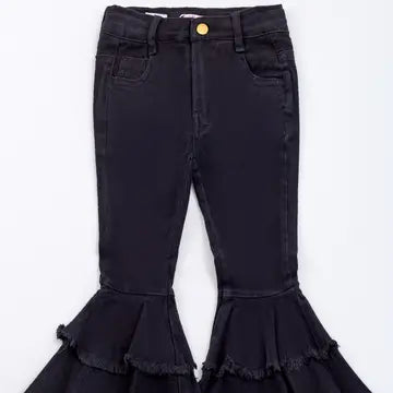 Girls Black Denim Flares - Toddler/Youth
