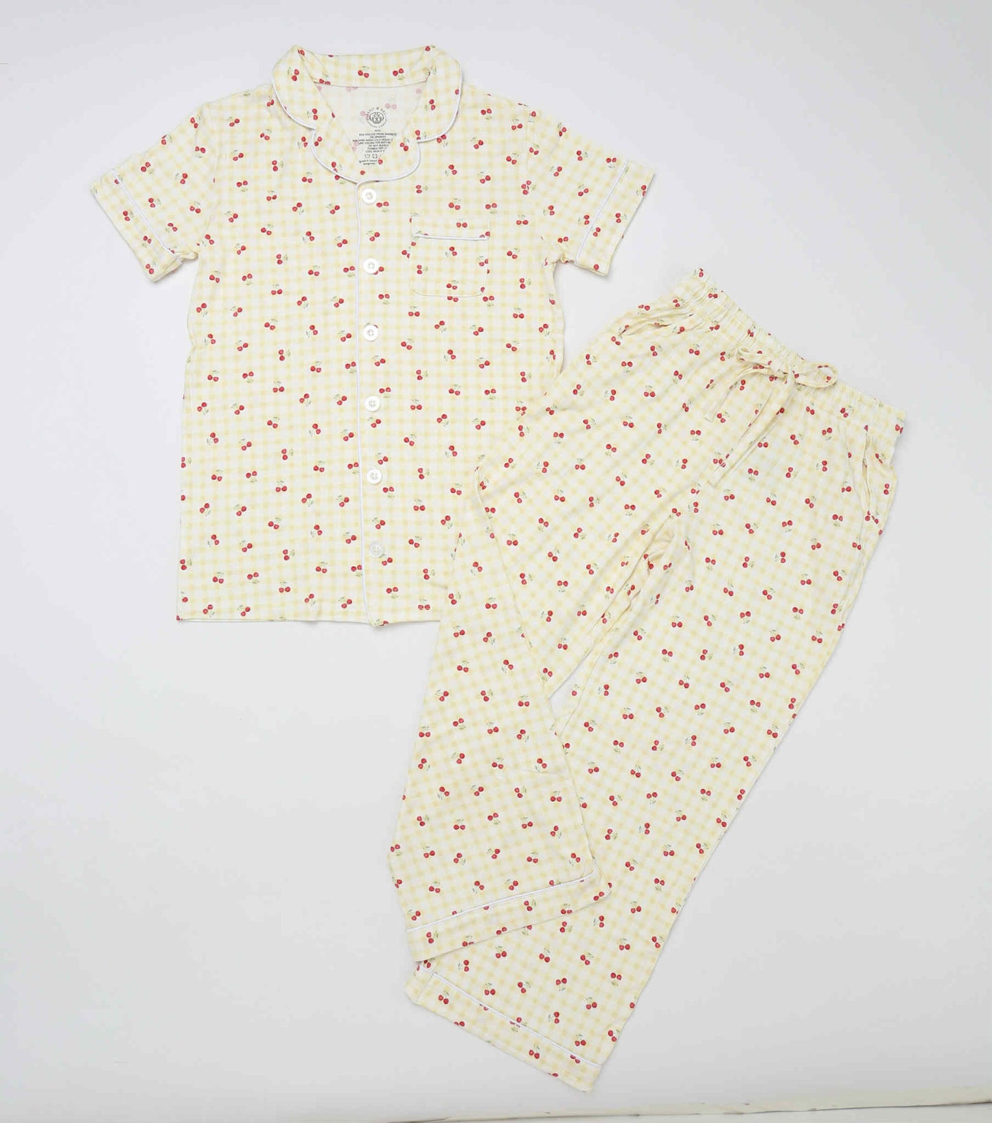 Gingham Cherries Bamboo Pajamas