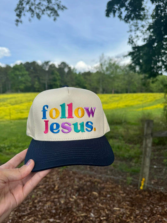 Hat-Follow Jesus-Navy Two Toned