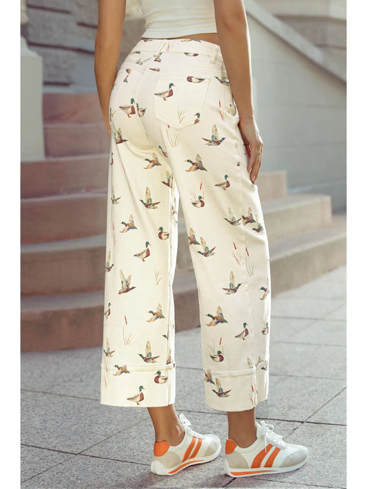 MALLARD PRINT CUFFED HEM JEAN