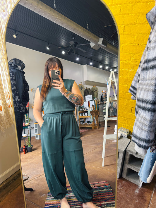 Knit Jumpsuit -  HUNTER GREEN