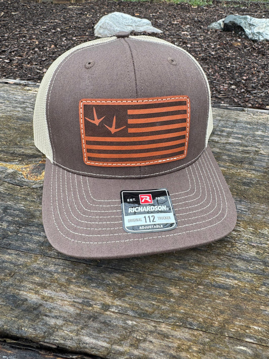 Turkey Feet Flag Leather Patch Hat