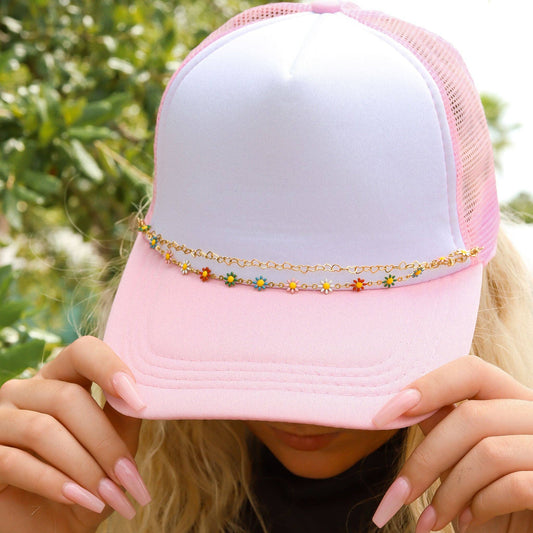 Heart & Daisy Layered Chain Set - Trucker hat Chain